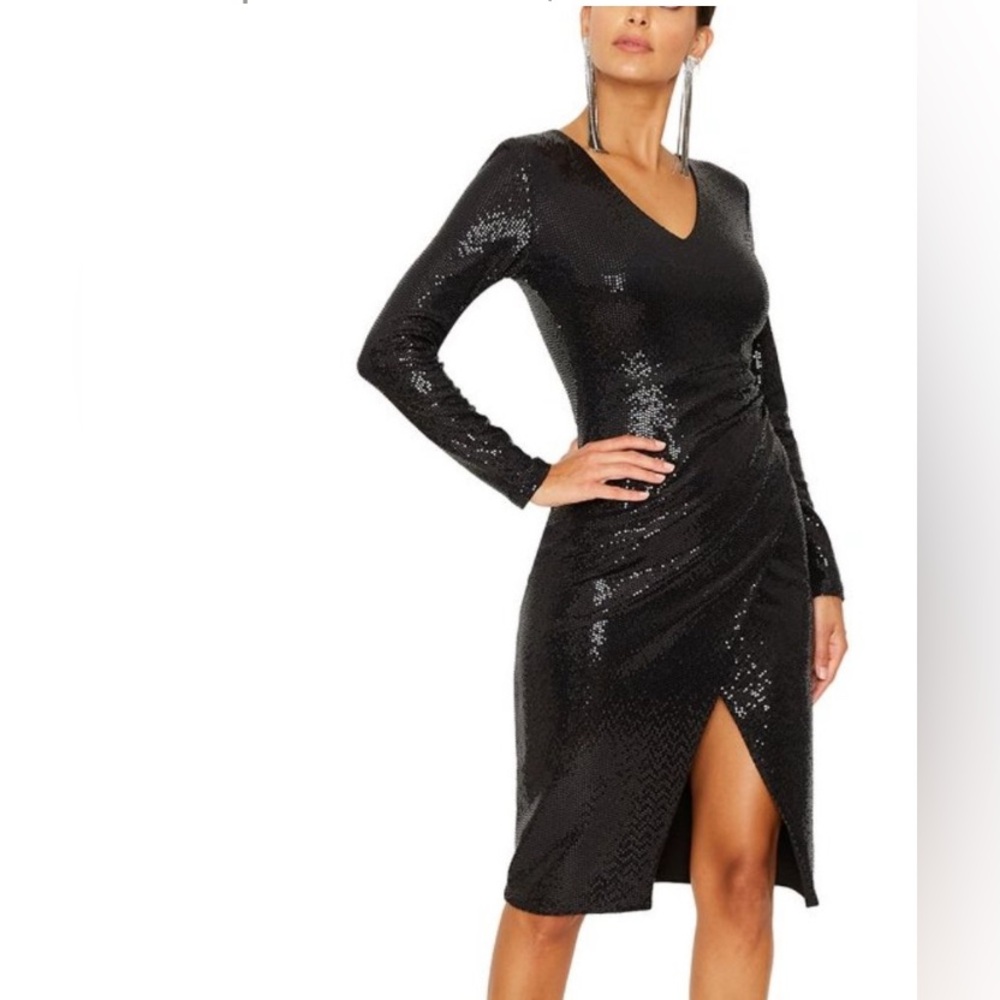 Black Halo Miramar Sequin Cocktail  Dress - Black